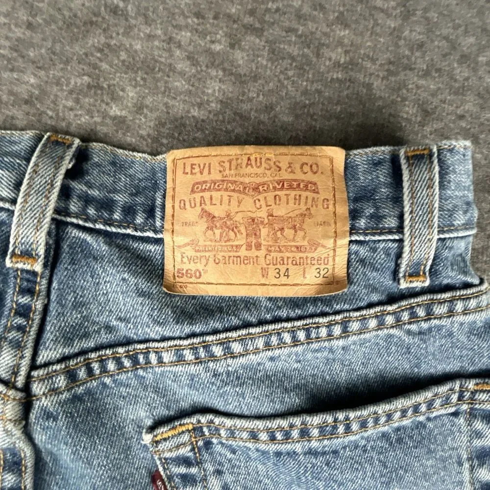 Vintage Levi’s 560 Jeans Mens 34x32 Blue Denim Loose Fit Tapered Baggy Y2K USA